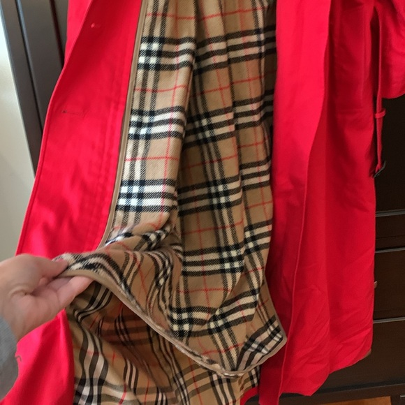 Burberrys Original Vintage Trench Coat Red SIZE 10 tall extra-long - Picture 9 of 13